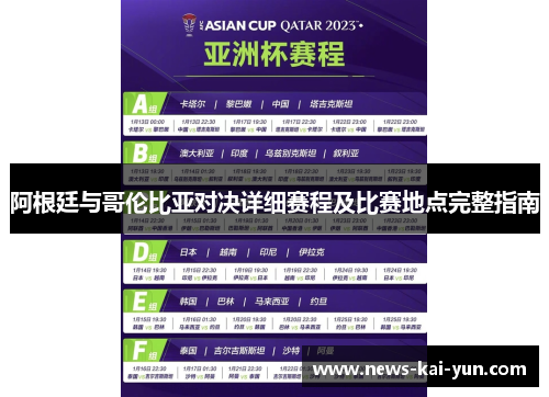 阿根廷与哥伦比亚对决详细赛程及比赛地点完整指南