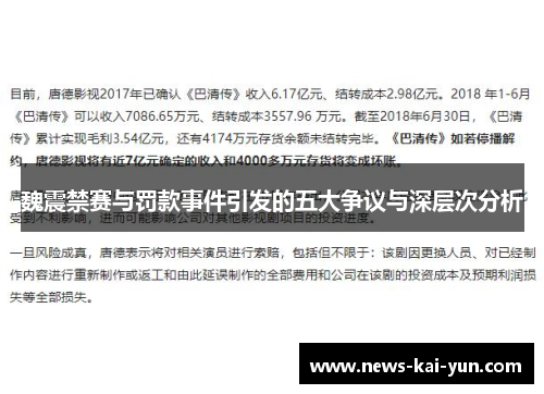 魏震禁赛与罚款事件引发的五大争议与深层次分析
